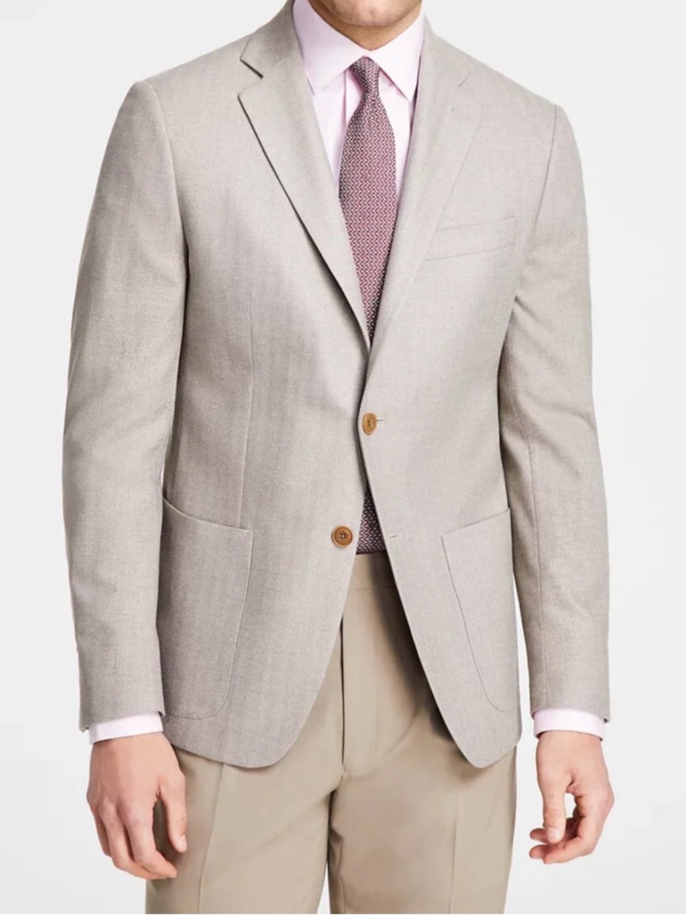 Michael Kors Classic Fit Herringbone Woven Blazer in Oatmeal Color